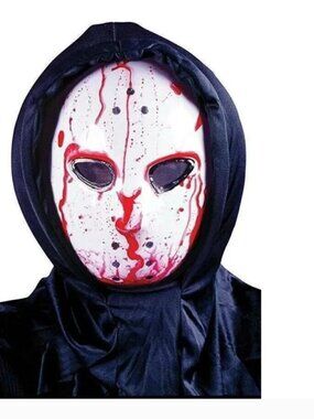 Jason Bleeding Hockey Halloween Mask Hooded Costume Accessory Adult Teen 14+